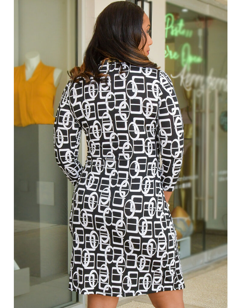 EMILY IYULA- Printed Lap Top 3/4 Sleeve Dress