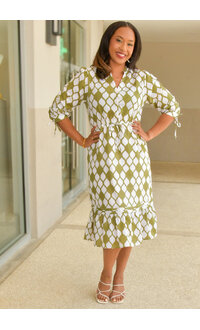 MLLE Gabrielle KEARNS- Patterned 3/4 Sleeve Dress
