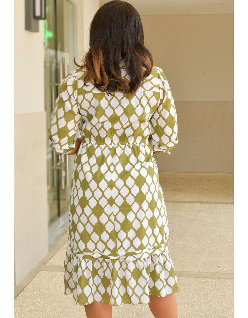 MLLE Gabrielle KEARNS- Patterned 3/4 Sleeve Dress