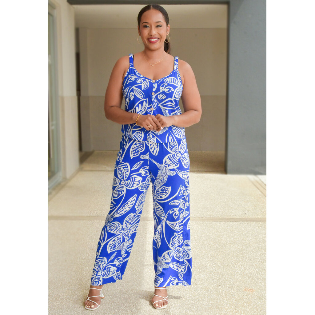 KELLEN- Printed Elastic Strap Pants Suits