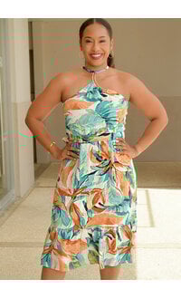KLITO- Printed Armhole Frill Hem Dress