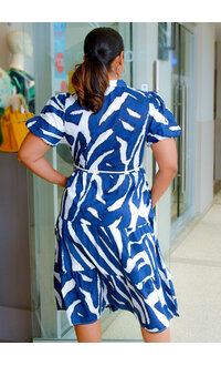 MLLE Gabrielle KMITA- Zebra Print Button Down Dress