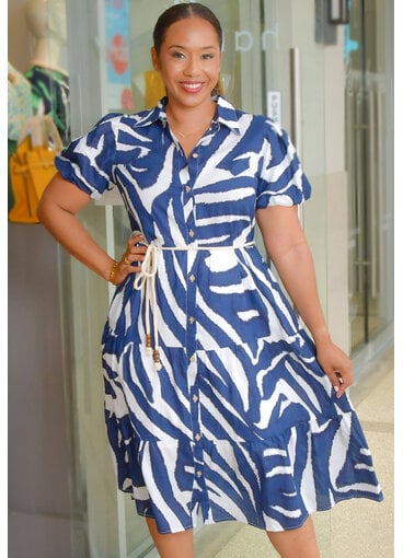 MLLE Gabrielle KMITA- Zebra Print Button Down Dress