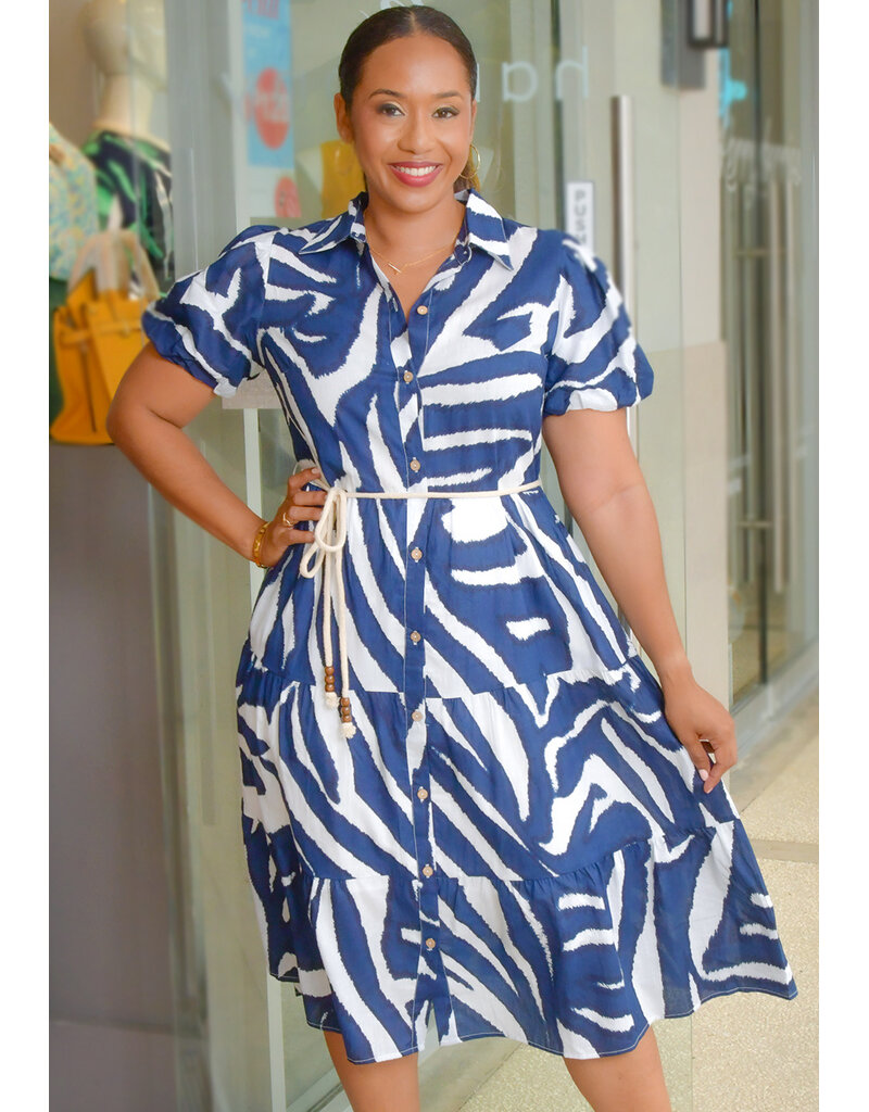 MLLE Gabrielle KMITA- Zebra Print Button Down Dress