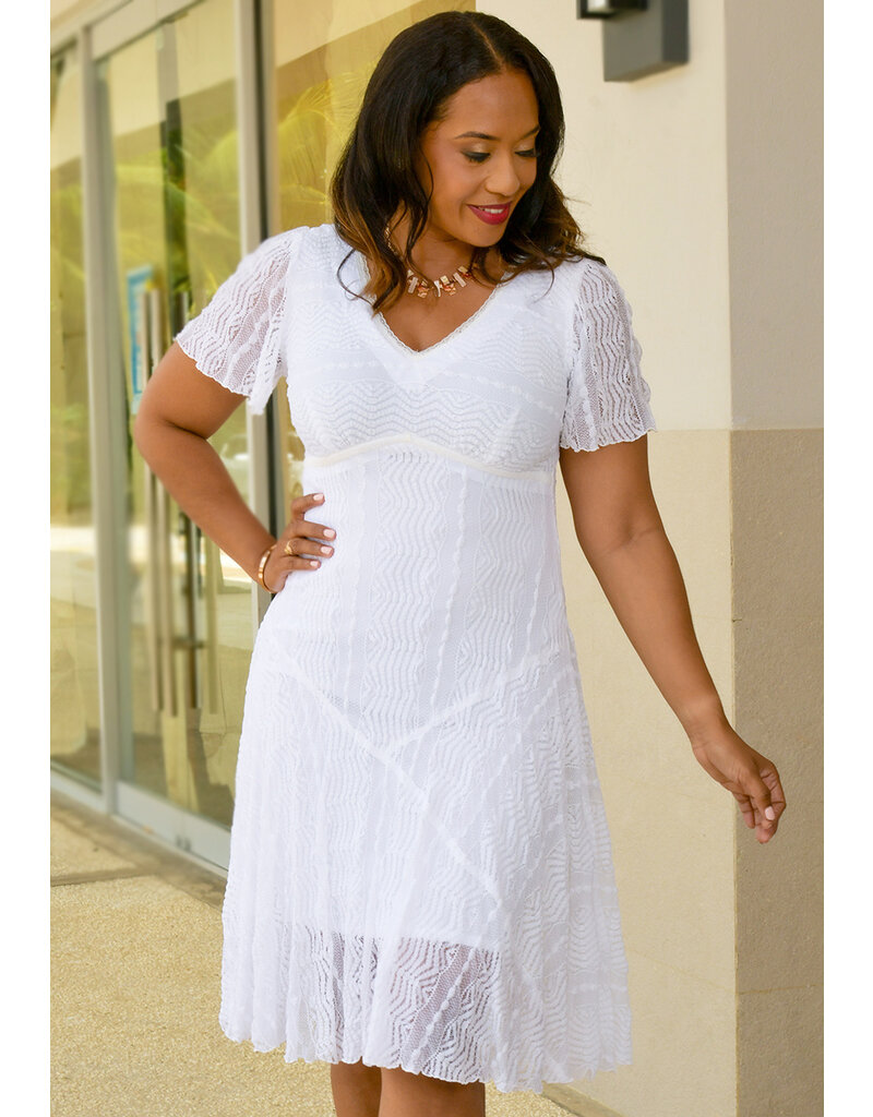 LIVIA- V Neck Lace Short Sleeve Dress
