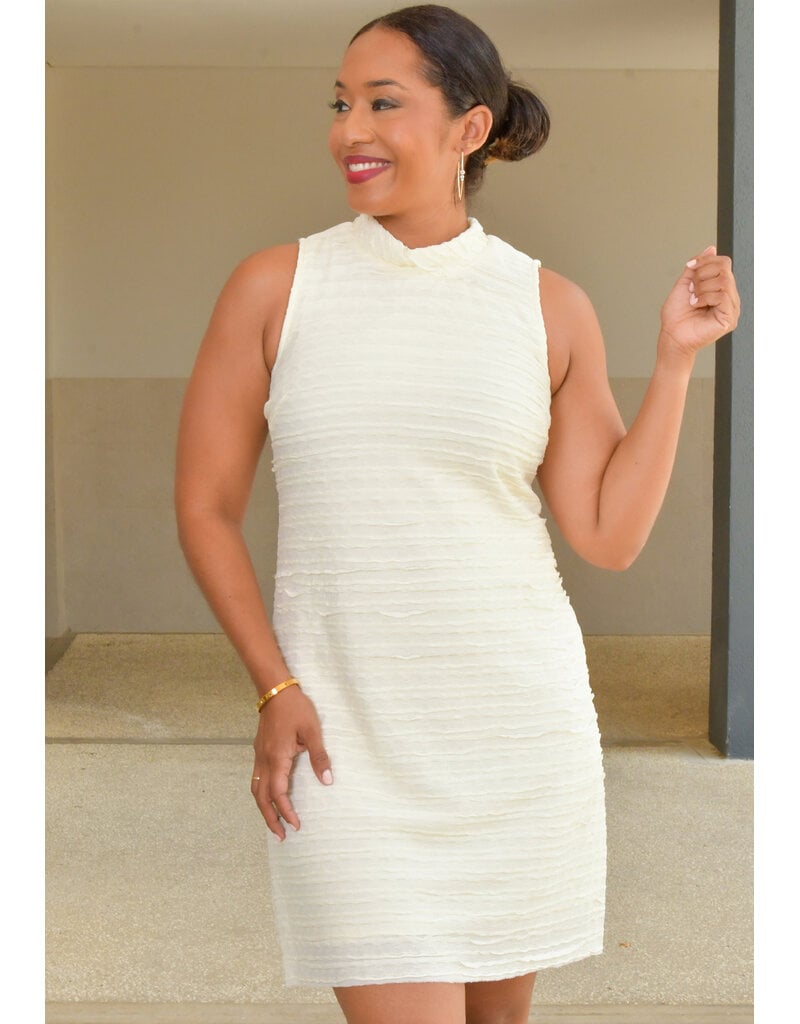 Signature MIVA- Solid Armhole Hi Neck Dress