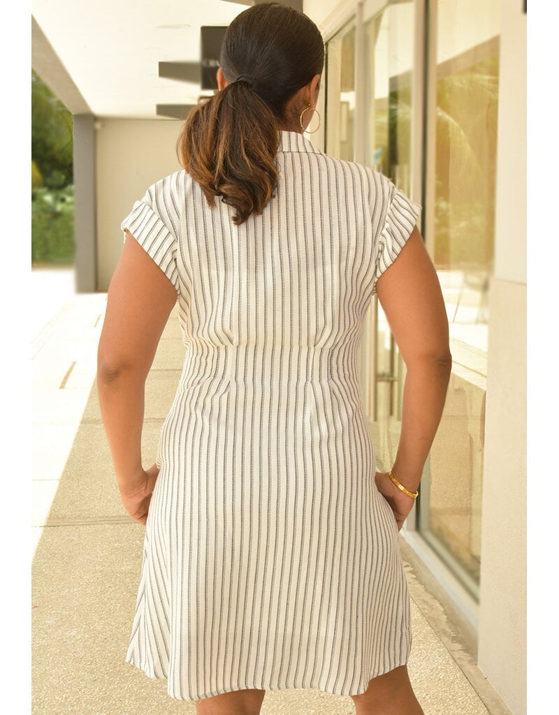 Julia Jordan NAY-Stripe Button Down Dress with Cuff Sleeves