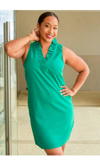 Signature NOEMI- Solid Frill Neck Dress