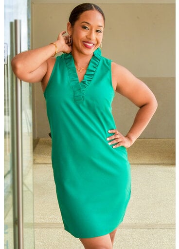 Signature NOEMI- Solid Frill Neck Dress