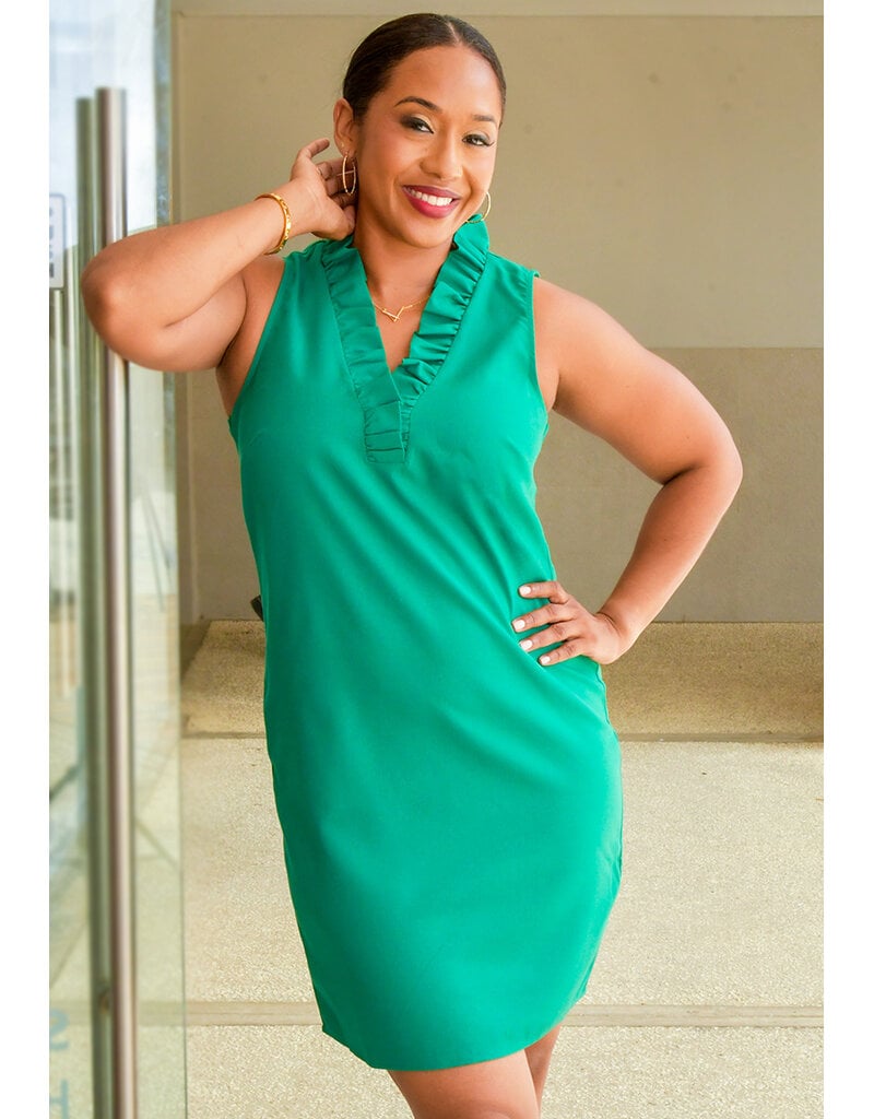 Signature NOEMI- Solid Frill Neck Dress