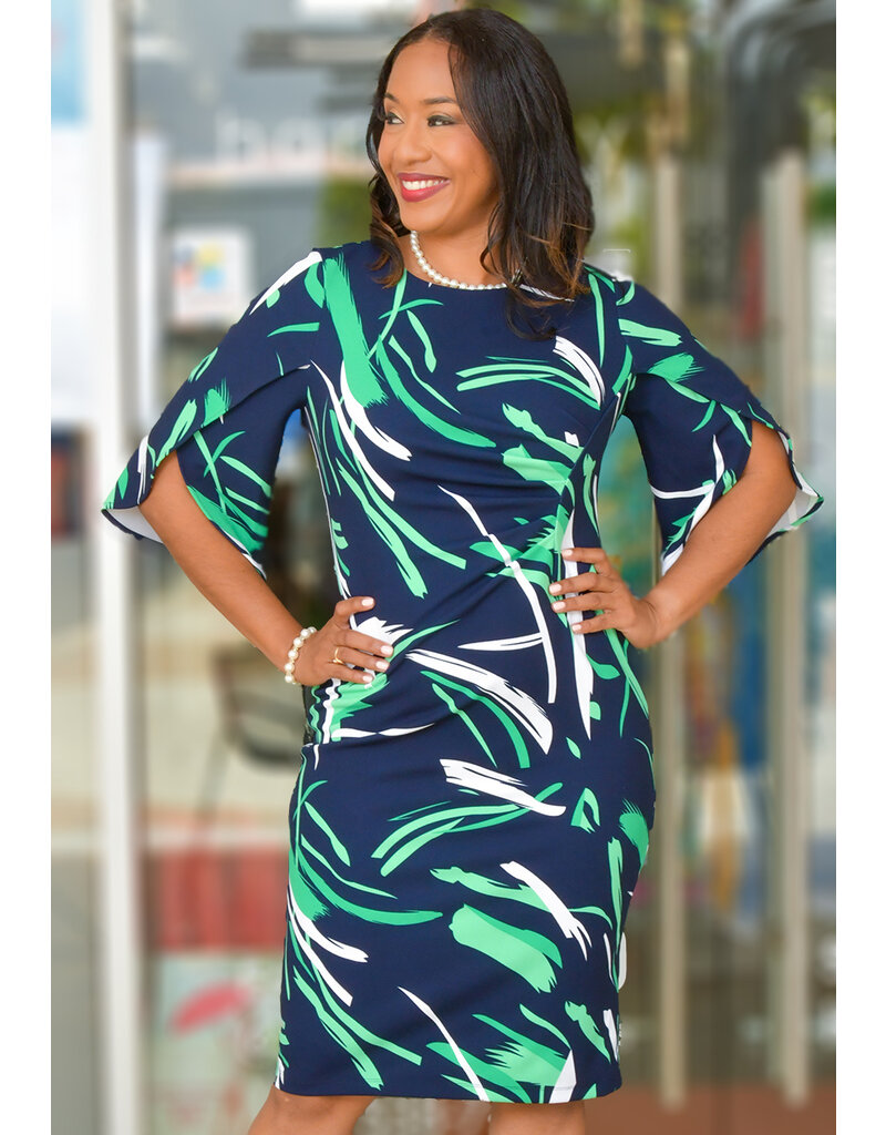 Jessica Rose RAGINA- Printed 3/4 Sleeve Dress