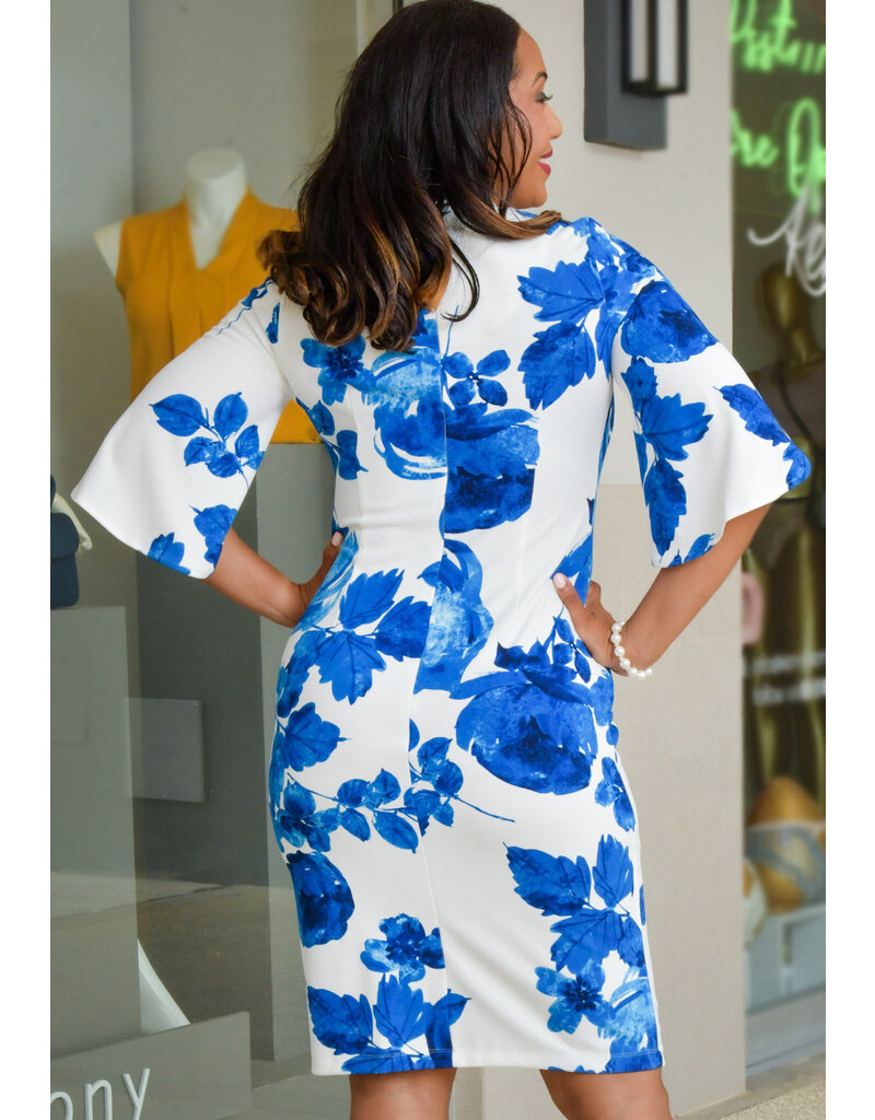 Jessica Rose RAGINI- Floral Print 3/4 Sleeve Dress