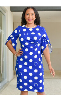 RAGINI- Circle Print 3/4 Sleeve Dress