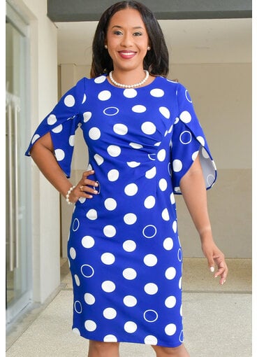 RAGINI- Circle Print 3/4 Sleeve Dress