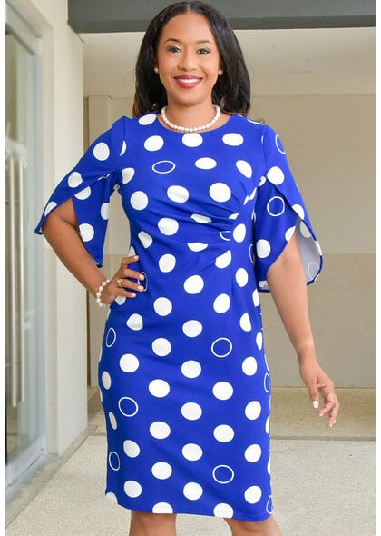 RAGINI- Circle Print 3/4 Sleeve Dress