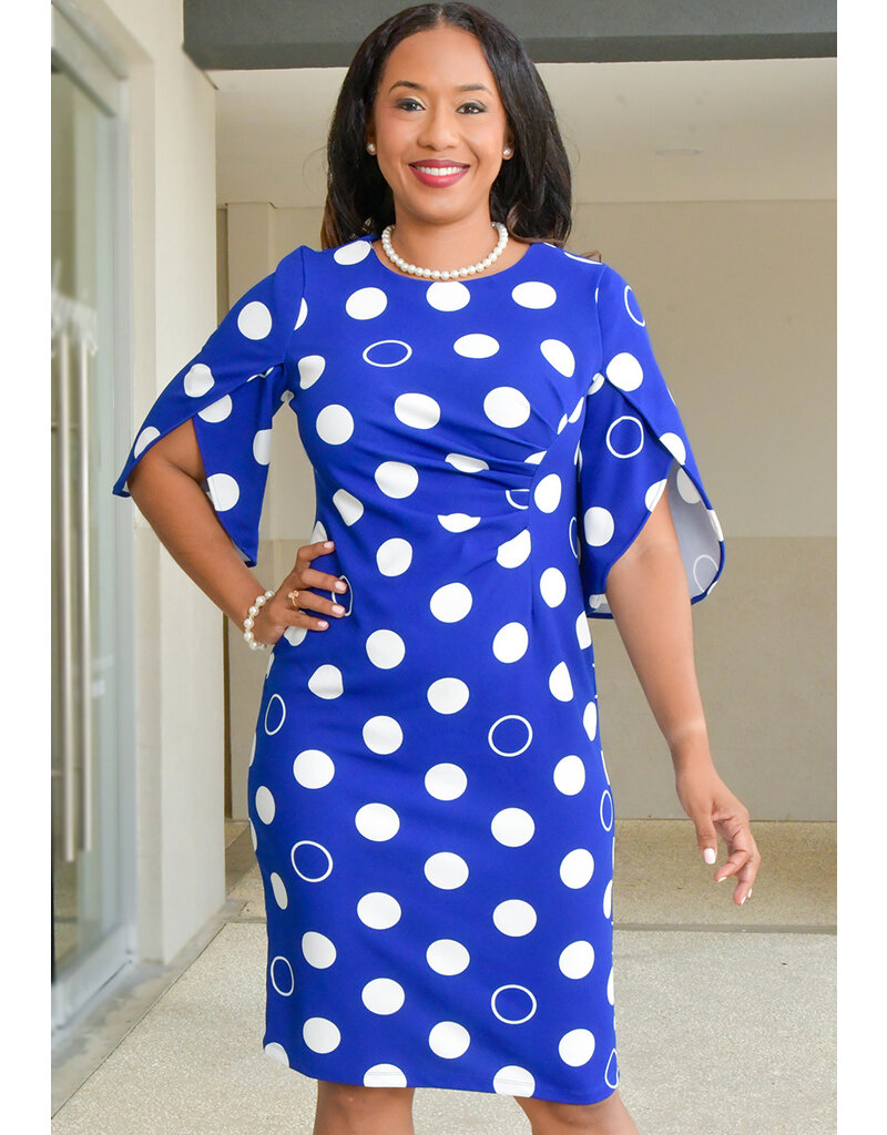 RAGINI- Circle Print 3/4 Sleeve Dress