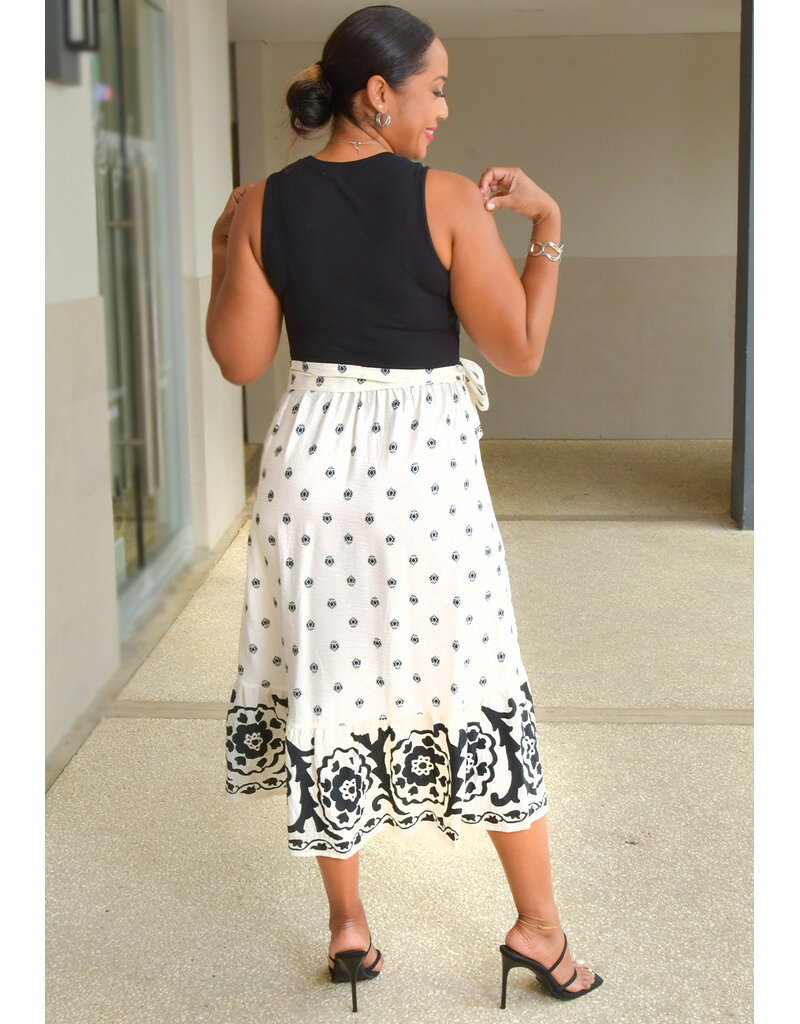 FIGUEROA & FLOWER YERTU- Armhole Dress with Printed Bottom