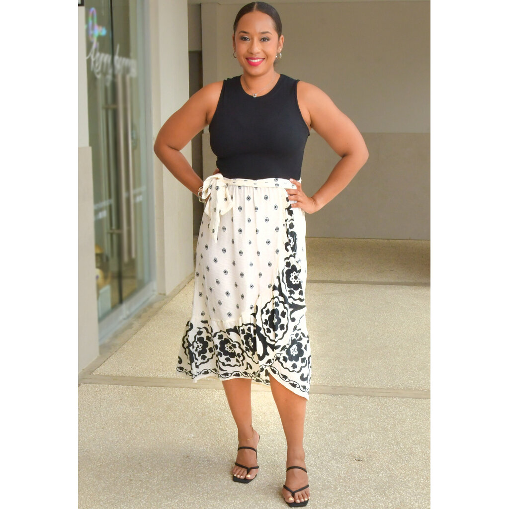 YERTU- Armhole Dress with Printed Bottom