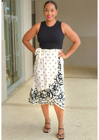 FIGUEROA & FLOWER YERTU- Armhole Dress with Printed Bottom