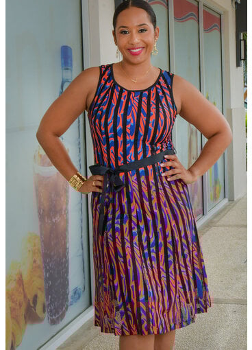 Peach Velvet URBANA- Printed Dress with Mesh Strips