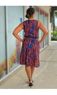 Peach Velvet URBANA- Printed Dress with Mesh Strips