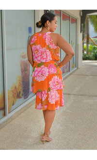 Signature FLAIRA- Floral Hi-Neck Shutter Bottom Dress