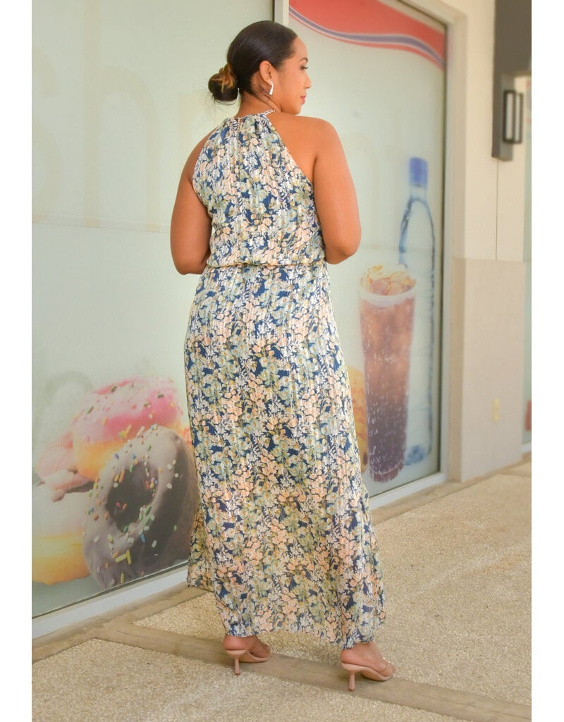 MSK FIMILLA- Long Floral Dress with Chain