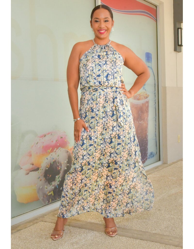 MSK FIMILLA- Long Floral Dress with Chain