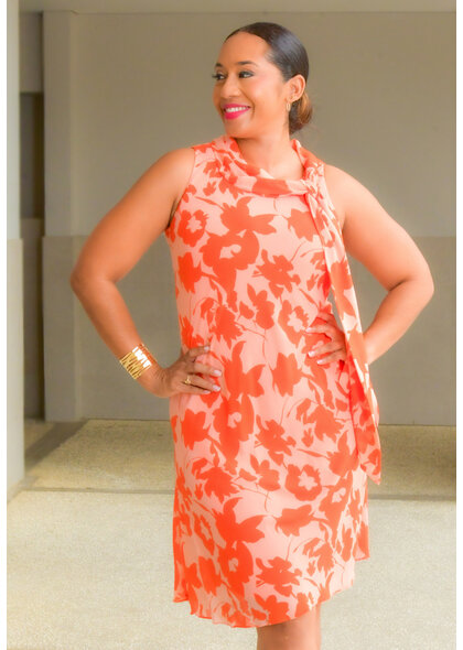 FILY- Floral Armhole with Tie Neck