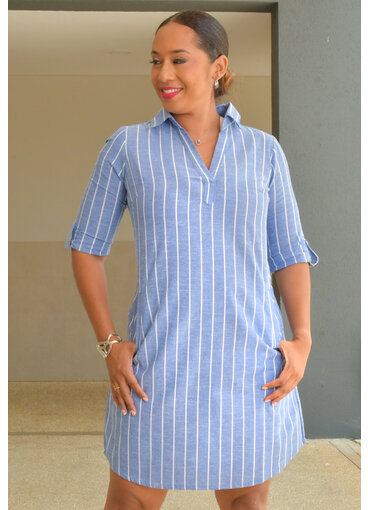 MLLE Gabrielle KHIARA- 3/4 Fold Sleeve Dress with Pockets