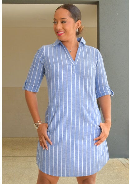 MLLE Gabrielle KHIARA- 3/4 Fold Sleeve Dress with Pockets