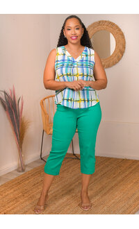 ZAC & RACHEL VABILY- Printed Armhole V-Neck Top
