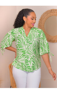 MLLE Gabrielle VAMIKA- Printed Botton Top with Tie Sleeve