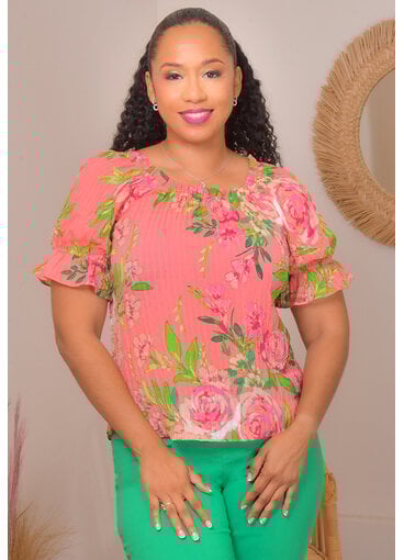 Counterparts VANGEE- Floral Off Shoulder Top with Short Sleeves