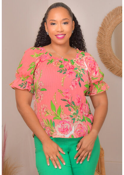 Counterparts VANGEE- Floral Off Shoulder Top with Short Sleeves