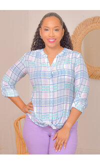 ZAC & RACHEL VARESH- Plaid Button Down Top with Long Sleeves