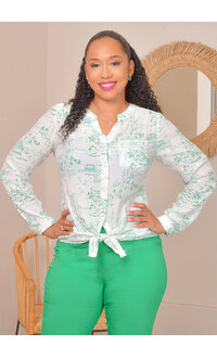 ZAC & RACHEL VARESH- Printed Button Down Top with Sleeves