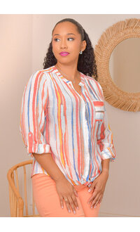 ZAC & RACHEL VARESH- Printed Button Down Top with Sleeves