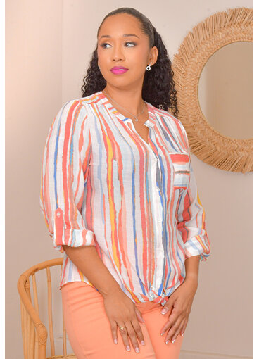 ZAC & RACHEL VARESH- Printed Button Down Top with Sleeves