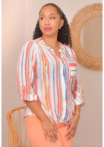 ZAC & RACHEL VARESH- Printed Button Down Top with Sleeves
