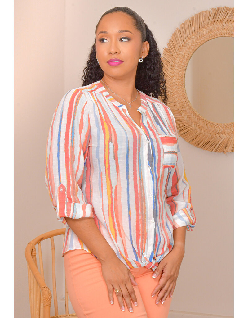 ZAC & RACHEL VARESH- Printed Button Down Top with Sleeves