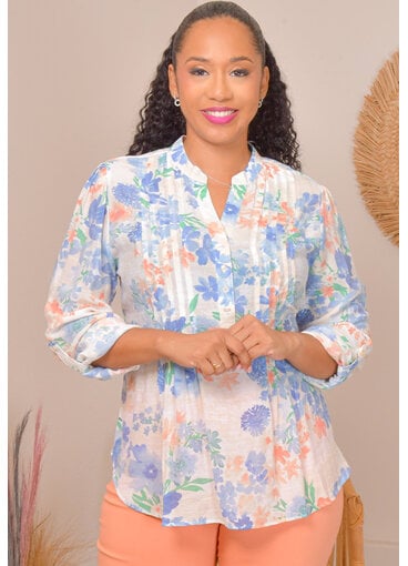 ZAC & RACHEL VASILY- Floral Top with Split Neck
