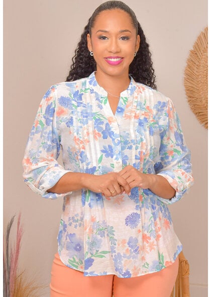 ZAC & RACHEL VASILY- Floral Top with Split Neck