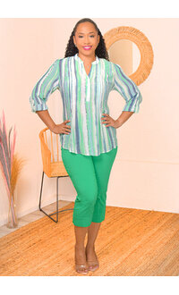 ZAC & RACHEL VASILY- Stripe Top with Spilt Neck