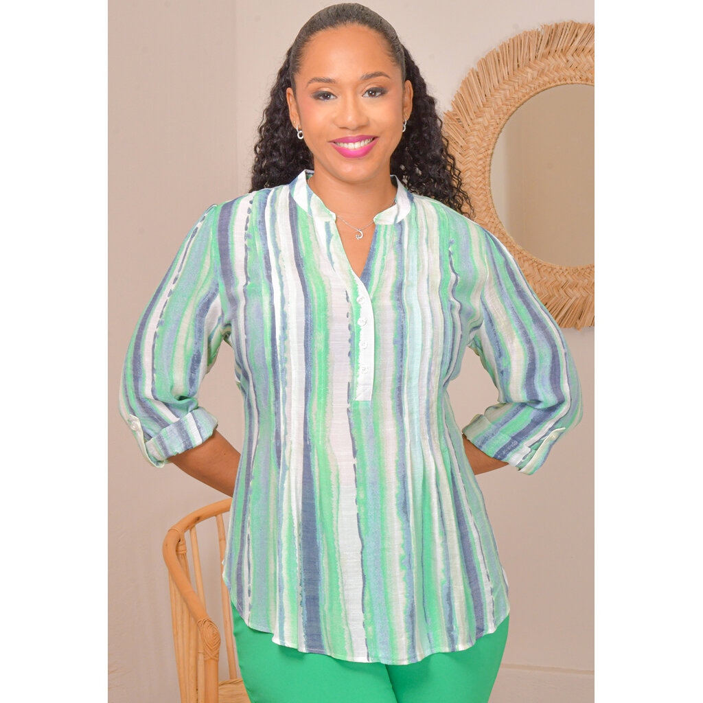 VASILY- Stripe Top with Spilt Neck