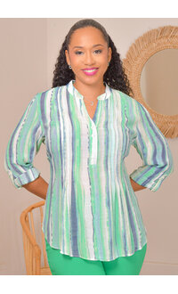 ZAC & RACHEL VASILY- Stripe Top with Spilt Neck