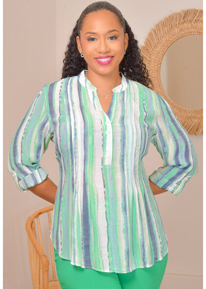 ZAC & RACHEL VASILY- Stripe Top with Spilt Neck