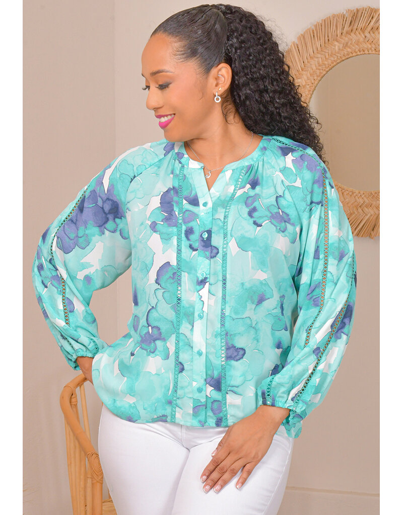 ZAC & RACHEL VASS- Floral Button Down Top with Cut-Outs