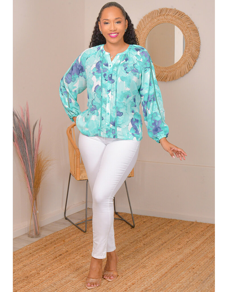 ZAC & RACHEL VASS- Floral Button Down Top with Cut-Outs