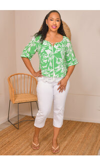 MLLE Gabrielle VEDHA- Tie Neck Crochet Hem Top
